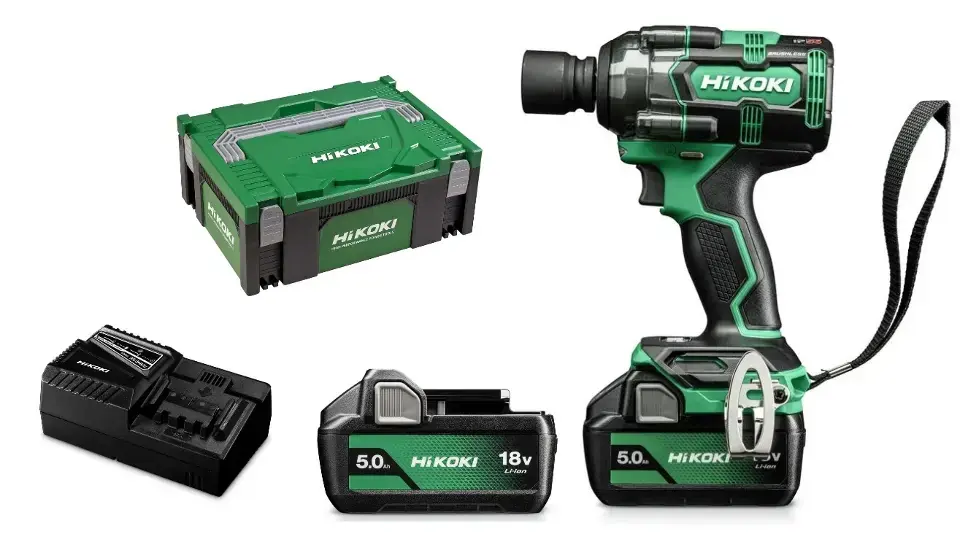 HiKOKI – Clé à chocs sans fil 18V, 2 batteries 5,0 Ah Li-Ion, chargeur WR18DHWPZ