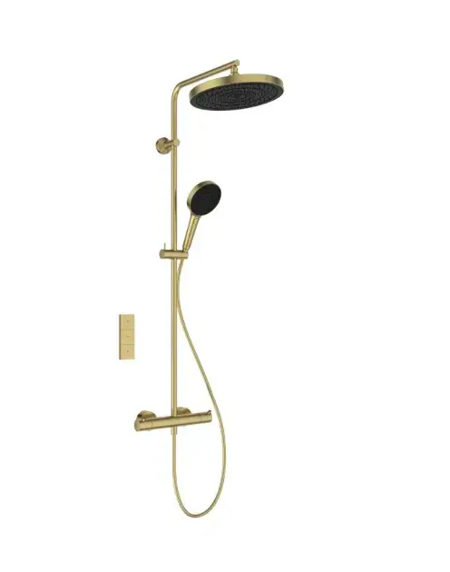 Ideal Standard Ceratherm T125+ - Set de douche avec thermostat, diamètre 30 cm, 3 jets, doré brossé A7689A2