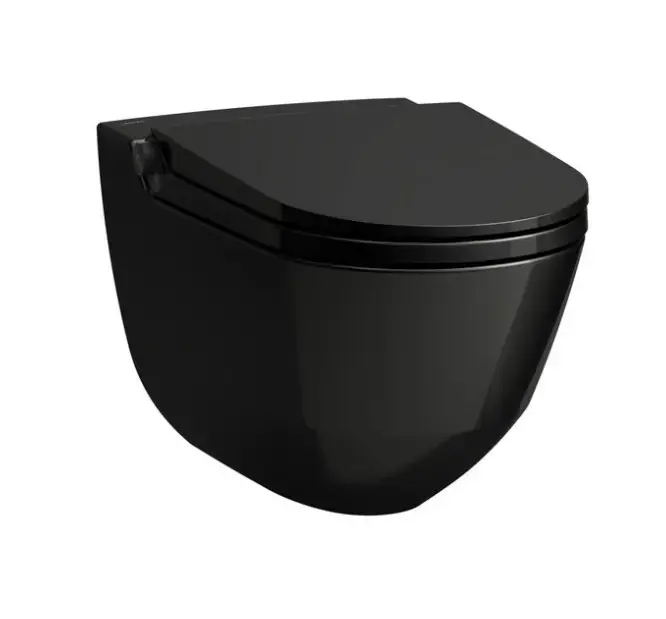 Laufen Cleanet Riva - Bidet électronique avec céramique, suspendu, Rimless, abattant SoftClose, noir brillant / noir mat H8206910600001