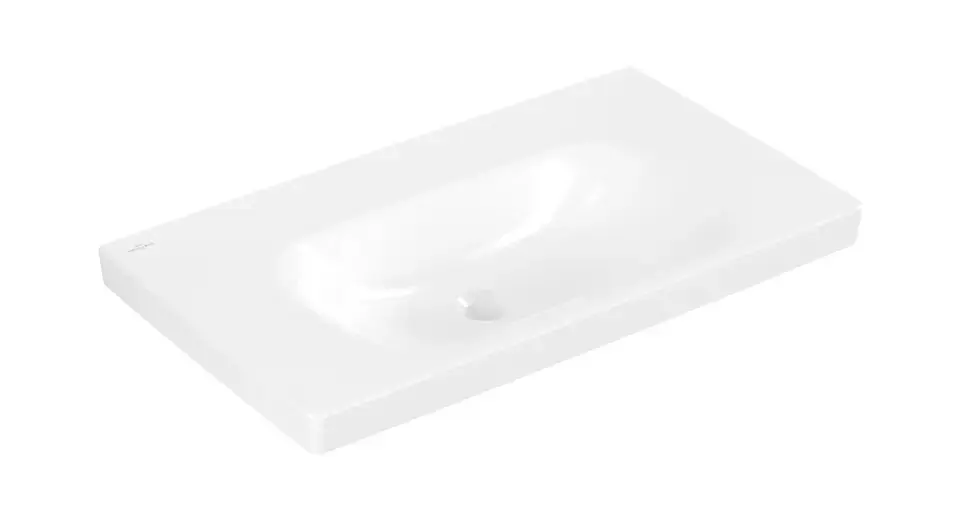 Villeroy & Boch Skyla – Lavabo 80 × 46 cm, sans trop-plein, sans trou pour robinet, CeramicPlus, blanc alpin 5A5183R1