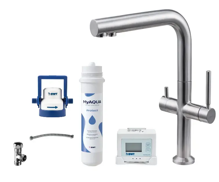 kielle Wimeo – Mitigeur d&rsquo;évier avec filtration, acier inoxydable brossé 10525SFI175