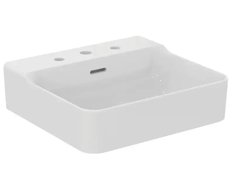 Ideal Standard Conca Ceram - Lavabo 50x45 cm, avec trop-plein, 3 trous pour robinet, blanc T378301