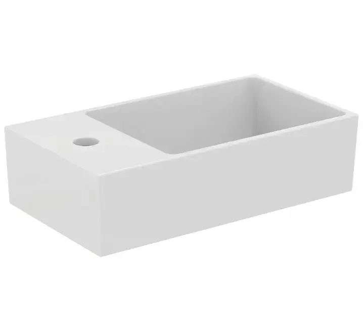Ideal Standard Extra – Lave-main à poser 45×25 cm, avec trop-plein, trou pour robinet à gauche, blanc T392001