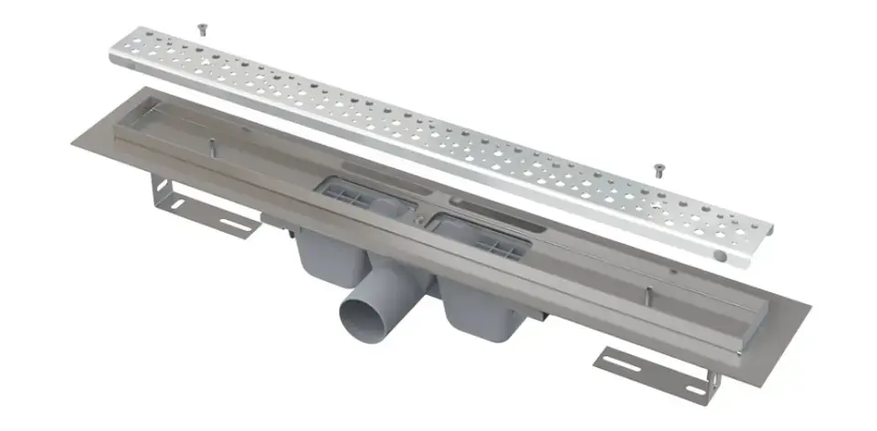 Alca – Bac à douche Antivandale 65 cm, avec grille, tapis en acier inoxydable APZ11-650M