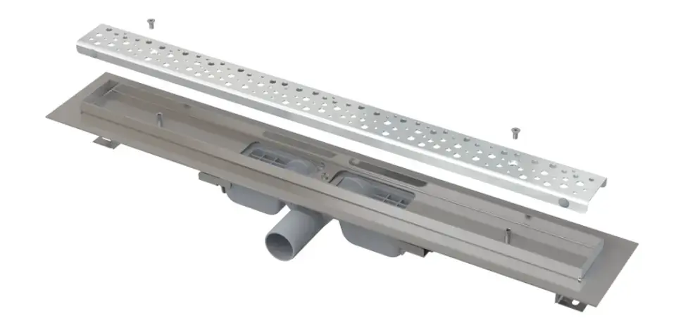 Alca – Bac à douche Antivandal Low 75 cm, avec grille, tapis en acier inoxydable APZ111-750M