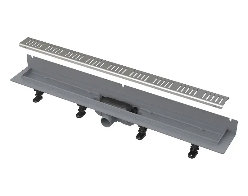 Alca – Bac à douche Wall 65 cm, avec collier de fixation au mur, avec grille, tapis en acier inoxydable APZ30-650M