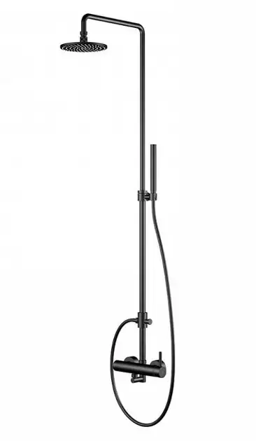 Steinberg 100 – Set de douche avec robinetterie, diamètre 20 cm, noir mat 100 2760 S