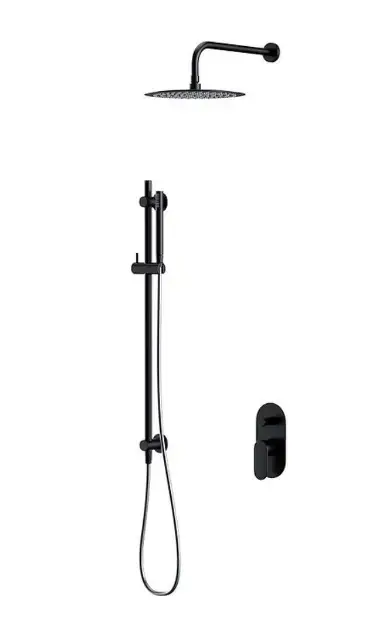 Cersanit Crea – Set de douche avec mitigeur encastré, avec corps d’encastrement, diamètre 25 cm, noir S952-009
