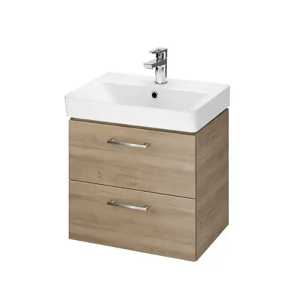 Cersanit Lara – Meuble avec lavabo, 46x49x35 cm, 2 tiroirs, noyer S801-322-DSM