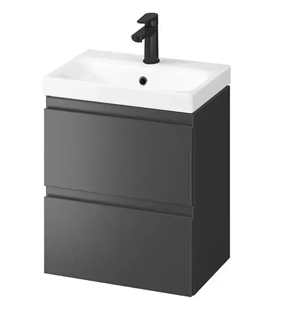 Cersanit Moduo – Meuble avec lavabo, 57x50x35 cm, 2 tiroirs, anthracite S801-470-DSM