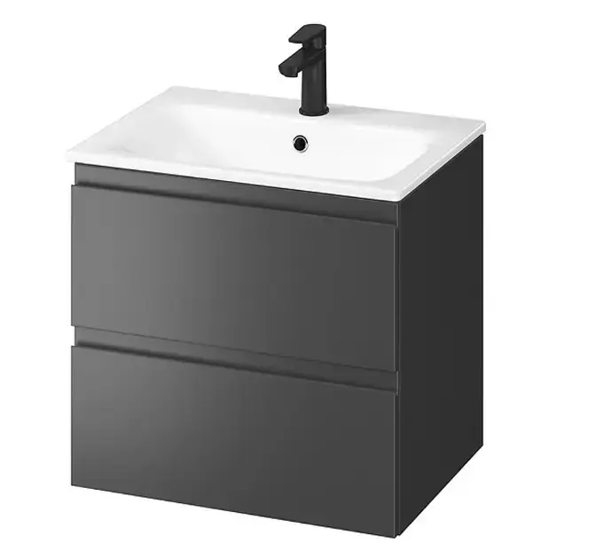 Cersanit Moduo – Meuble avec lavabo, 57x60x45 cm, 2 tiroirs, anthracite S801-472-DSM