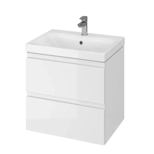 Cersanit Moduo – Meuble avec lavabo, 57x60x45 cm, 2 tiroirs, blanc S801-223-DSM