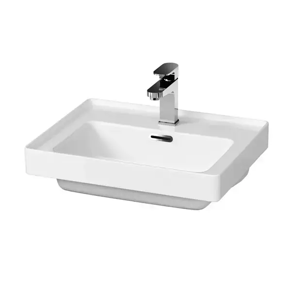 Cersanit Crea – Lavabo 51×40 cm, avec trop-plein, trou pour robinetterie, blanc K114-005