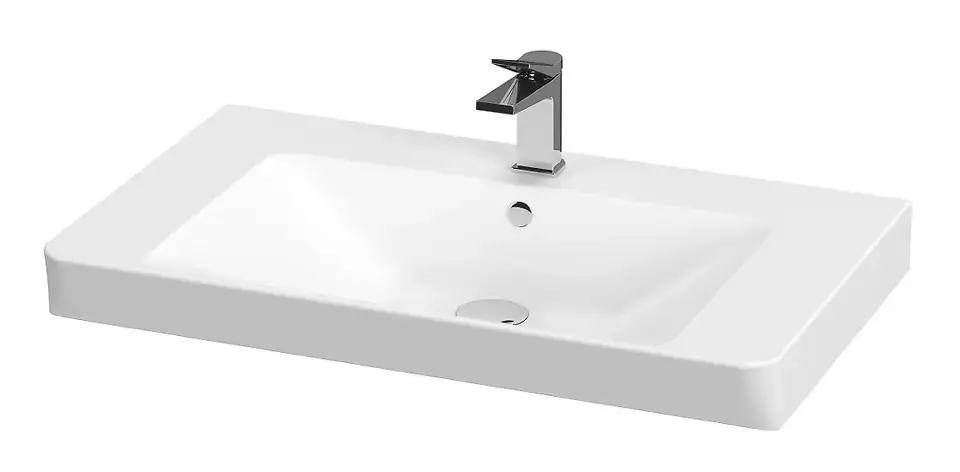 Cersanit Mille – Lavabo 81×49 cm, avec trop-plein, trou pour robinetterie, blanc K675-003