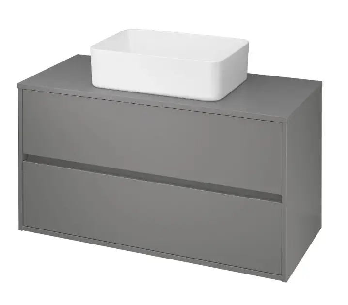 Cersanit Crea – Meuble-lavabo, 53x100x45 cm, 2 tiroirs, gris S924-020