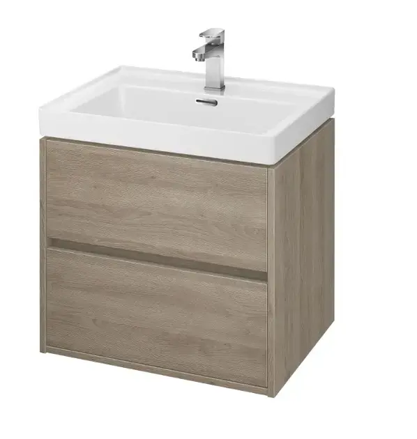 Cersanit Crea – Meuble-lavabo, 53x59x45 cm, 2 tiroirs, chêne S924-008