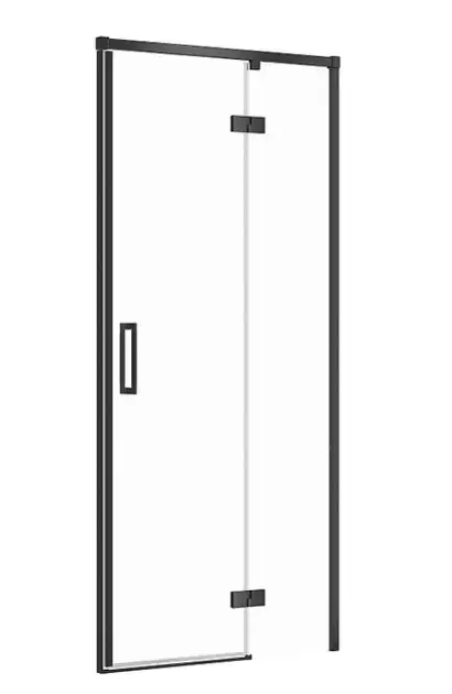 Cersanit Larga – Porte de douche 90×195 cm, droite, noir/verre clair S932-124