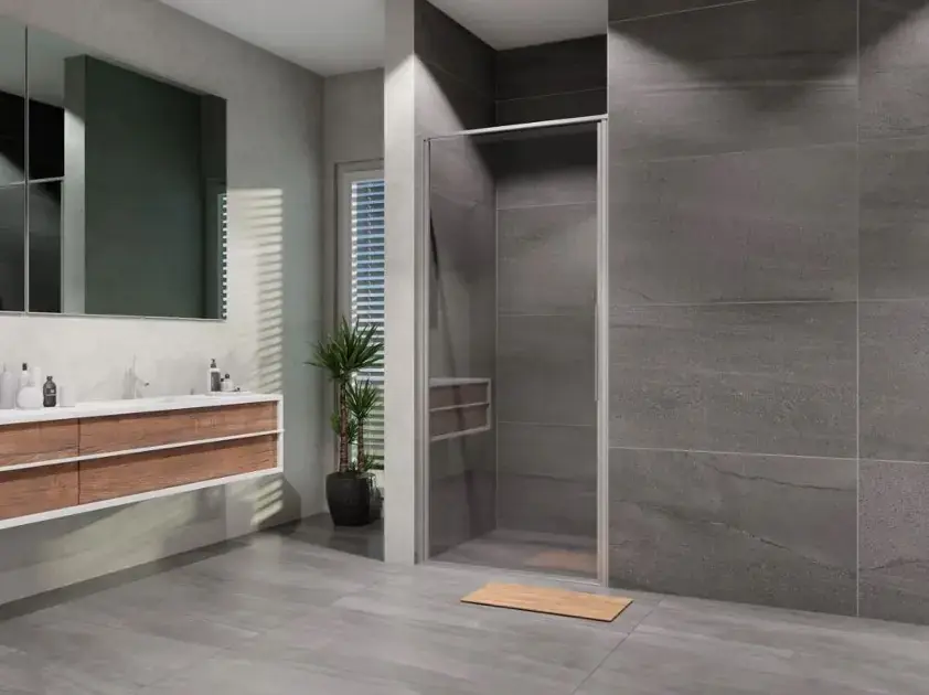 Lansanit LUX Slim Tadao - Porte de douche battante 90 cm, chrome/verre transparent LAN03023