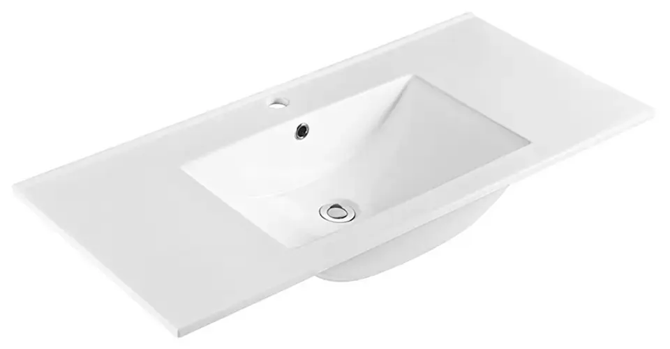 Sapho Slim - Lavabo 101x46 cm, avec trop-plein, trou pour robinetterie, blanc 1601-100