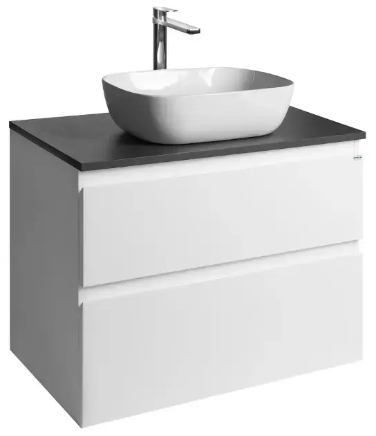 Aqualine Altair - Meuble pour lavabo 60x78x45 cm, 2 tiroirs, blanc/ardoise anthracite AI280-03