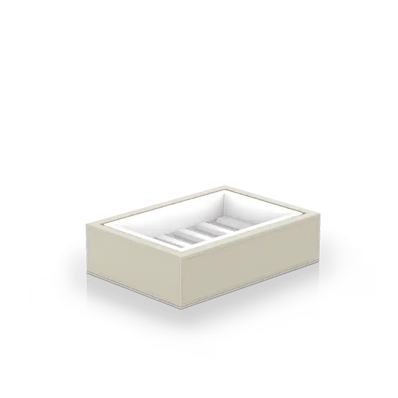 Zeephouder in wit en zandkleurig eco-leer BROWNIE STS