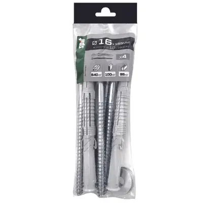 Cheville longue à double expansion PROLONG SPIT avec vis TH Ø12x180MM Ø16x165MM - Sachet de 4 pièces