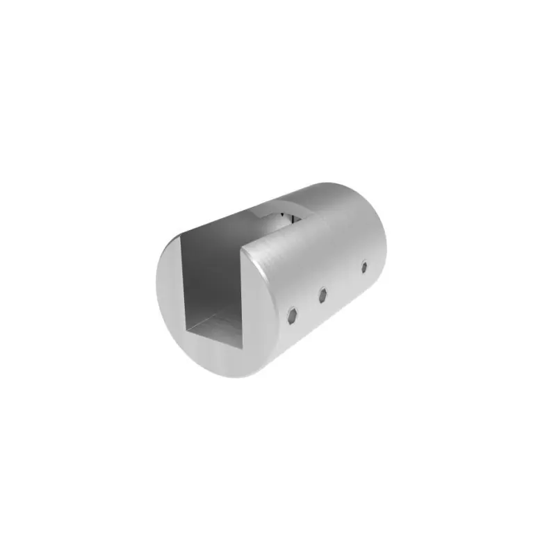 Pince à verre inox 316 brossé Ø32mm L50mm basse pour Poteau plat (sans cale)