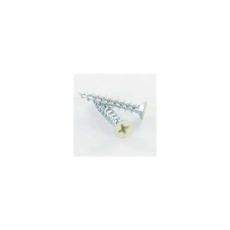 1 x Vis pvc Tête fraisée bombée TFB Phillips 4.3X16 Acier zingué RAL1015 ivoire clair