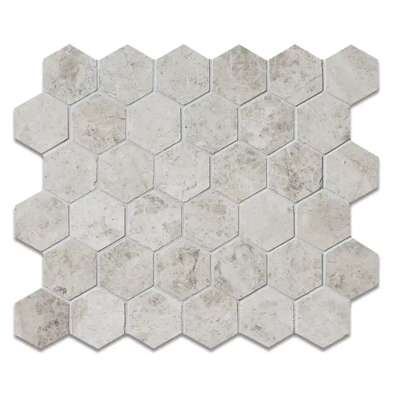 Mosaïque de marbre hexagonale adoucie bleu ciel 2