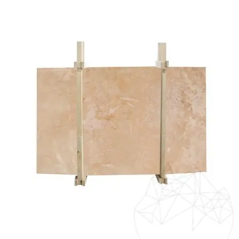 Tranche de travertin classique à coupe transversale, remplie et poncée, 3 cm
